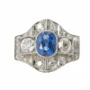 Bague Art Déco platine, saphir, diamants