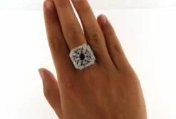 Bague Art Déco, Platine, saphir et diamants