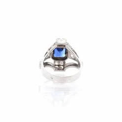 Bague Art Déco Platine Saphir Diamants
