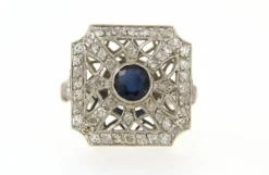 Bague Art Déco, Platine, saphir et diamants