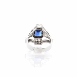 Bague Art Déco Platine Saphir Diamants