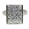 Bague Art Déco Rectangle Or Blanc et Diamants