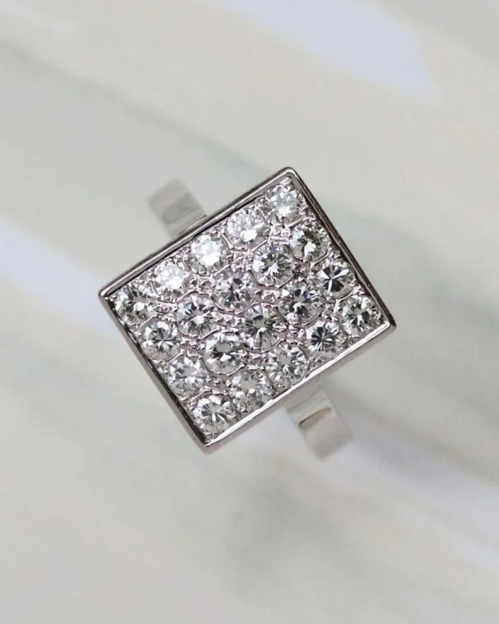 Bague Art Déco Rectangle Or Blanc et Diamants