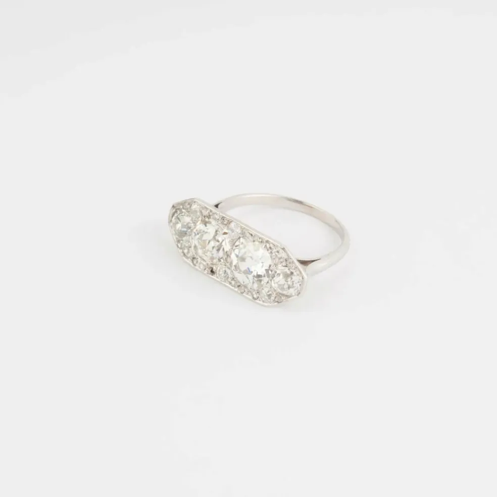 Bague Art Déco rectangulaire Diamants