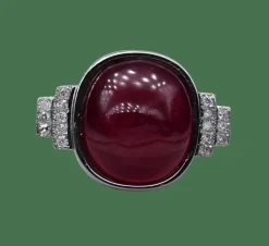 Bague Art Déco rubis diamant