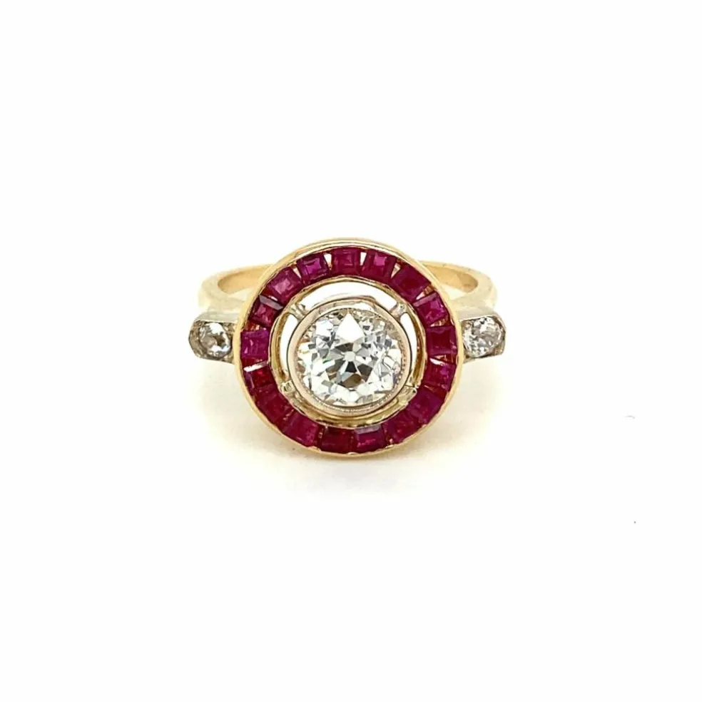 Bague Art Déco Rubis Diamant