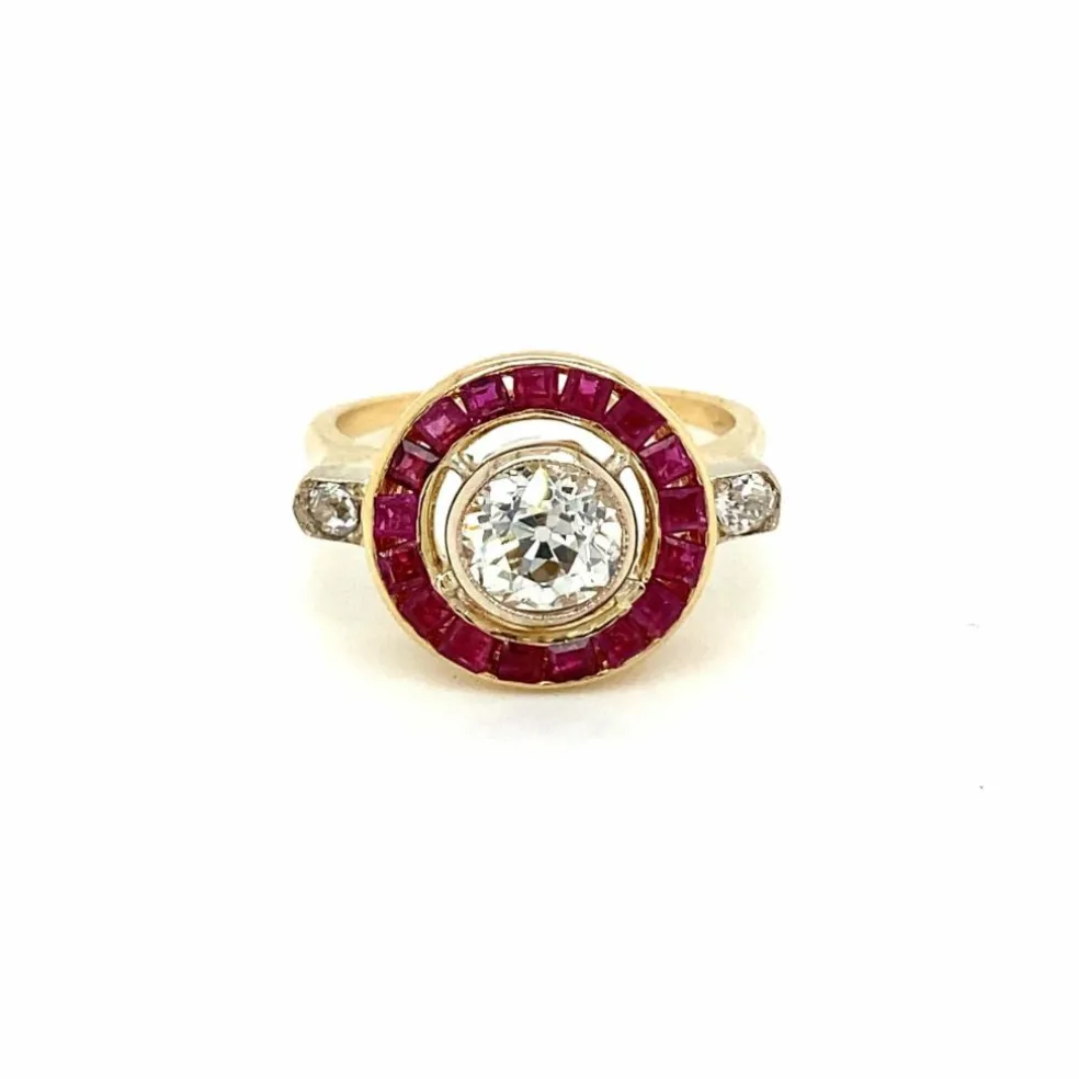 Bague Art Déco Rubis Diamant