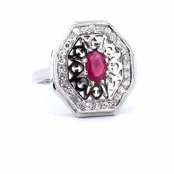 Bague Art Déco Rubis Diamant