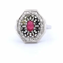 Bague Art Déco Rubis Diamant