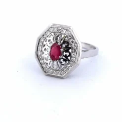 Bague Art Déco Rubis Diamant