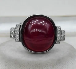 Bague Art Déco rubis diamant
