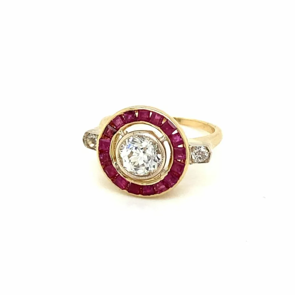 Bague Art Déco Rubis Diamant