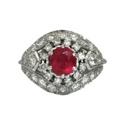 Bague Art Déco rubis et diamants