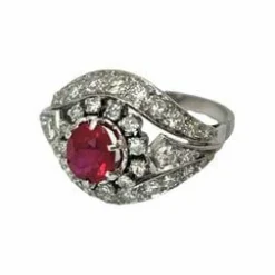 Bague Art Déco rubis et diamants