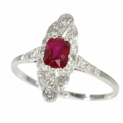 Bague Art Déco Rubis sang de Pigeon