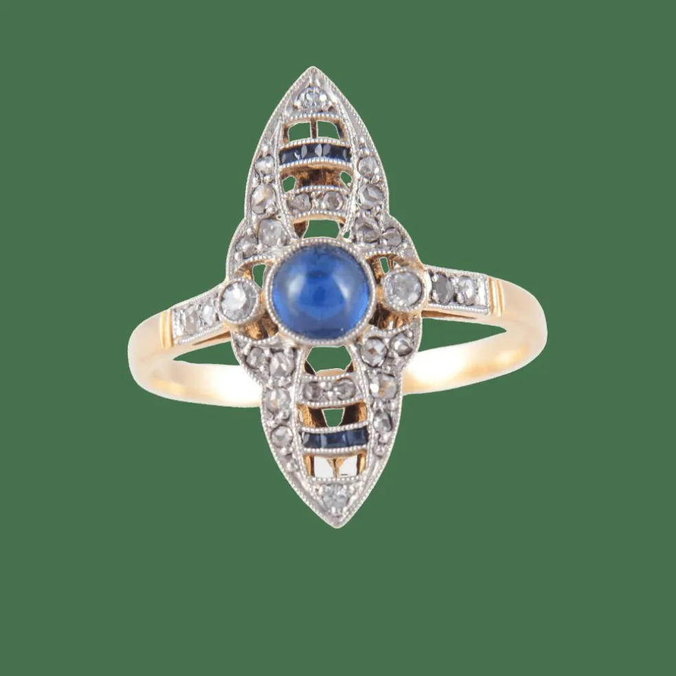 Bague Art Déco Saphir cabochon