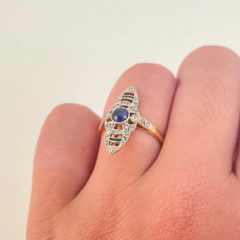 Bague Art Déco Saphir cabochon