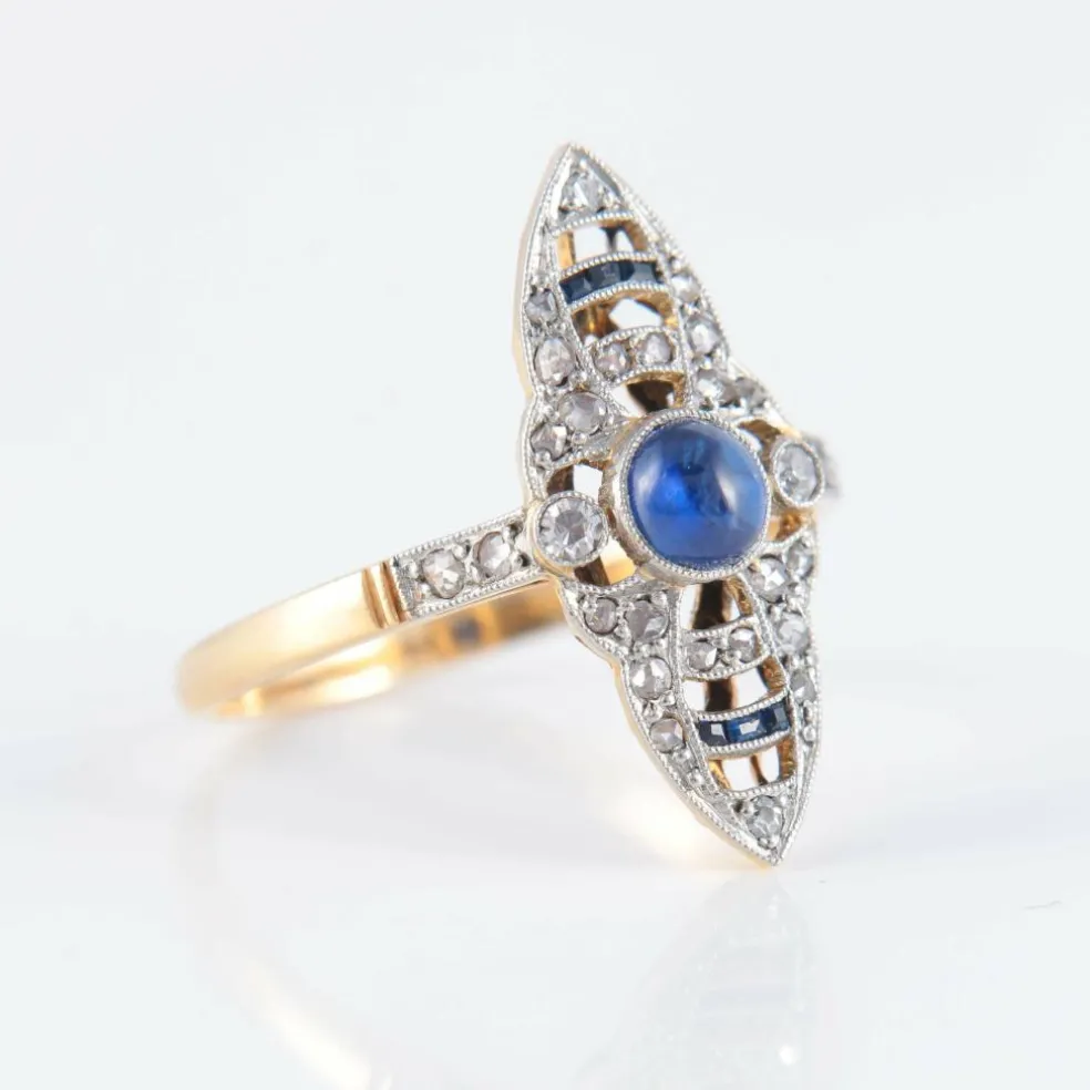 Bague Art Déco Saphir cabochon