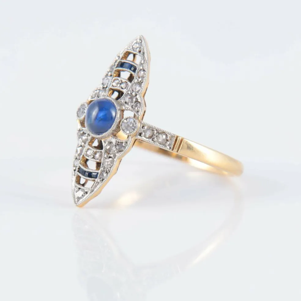 Bague Art Déco Saphir cabochon