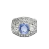 Bague Art Déco saphir Ceylan naturel entourage diamants or gris