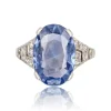 Bague Art Déco saphir de Ceylan et diamants
