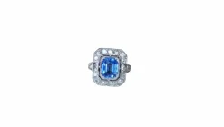 Bague Art Déco Saphir de Ceylan 2.68 Cts et Diamants