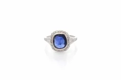 Bague art déco saphir de 2,50cts et diamants