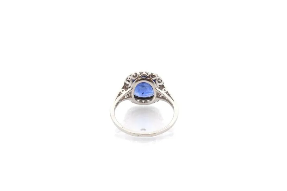Bague art déco saphir de 2,50cts et diamants
