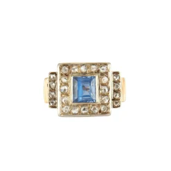 Bague Art Déco Saphir Diamants