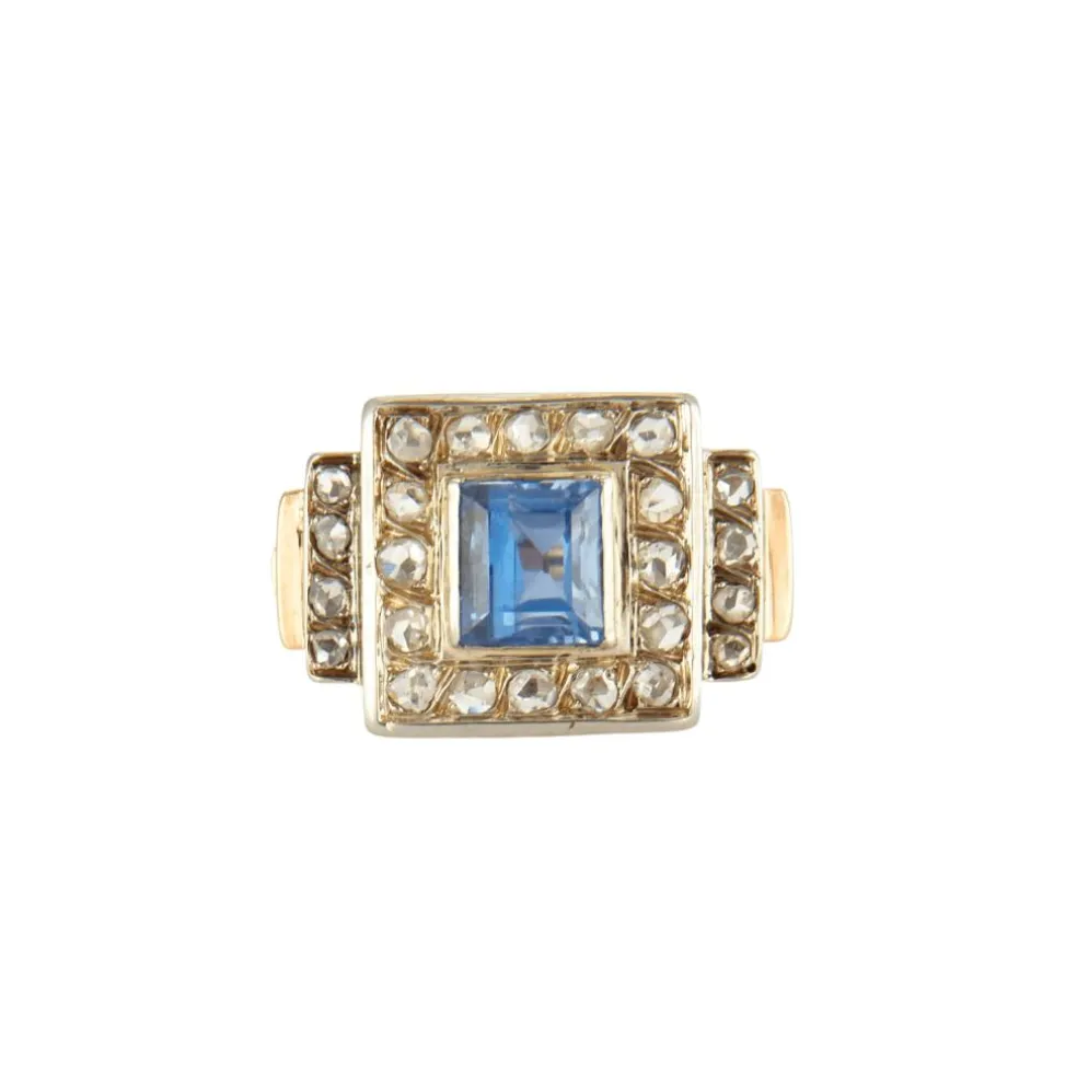 Bague Art Déco Saphir Diamants