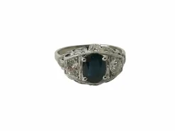 Bague Art Déco Saphir Diamants