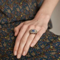 Bague Art Déco Saphir Diamants