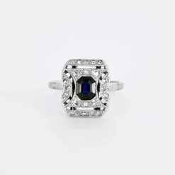 Bague Art Déco saphir diamants