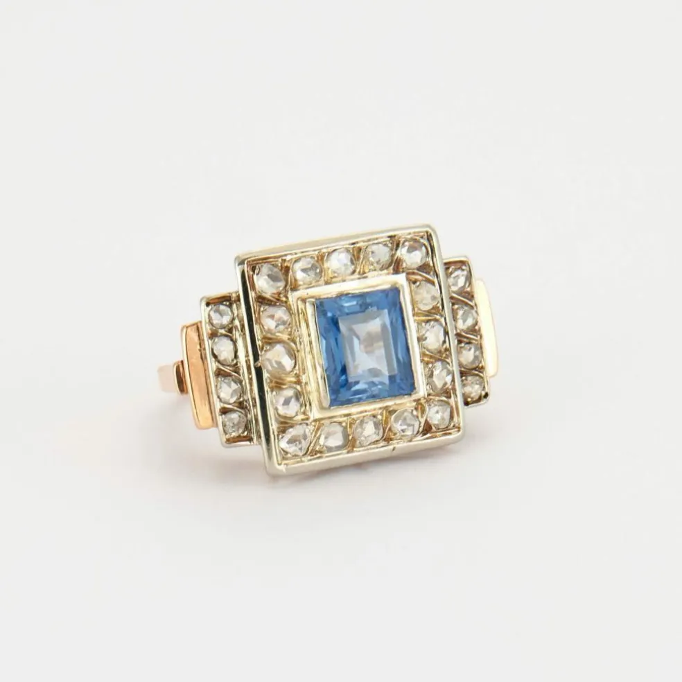 Bague Art Déco Saphir Diamants