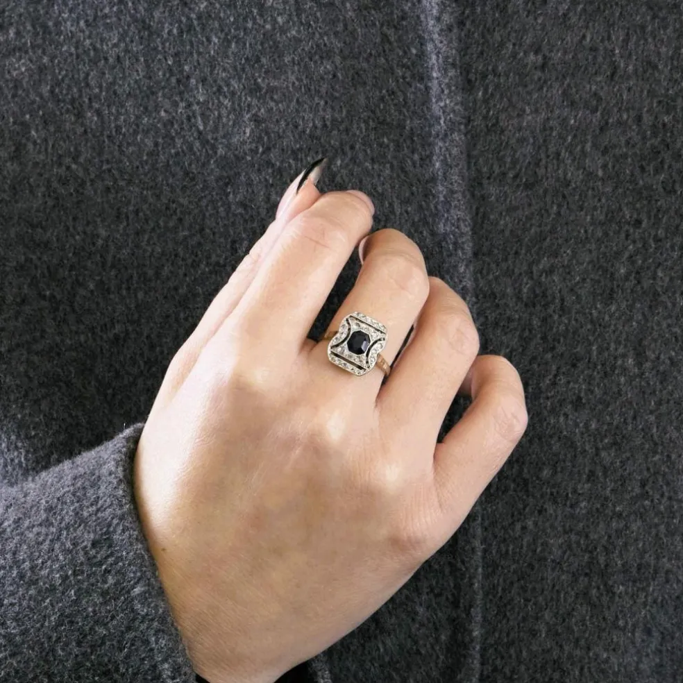 Bague Art Déco saphir diamants