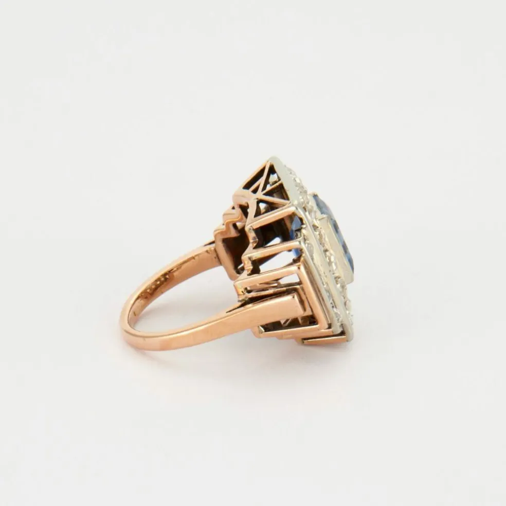 Bague Art Déco Saphir Diamants