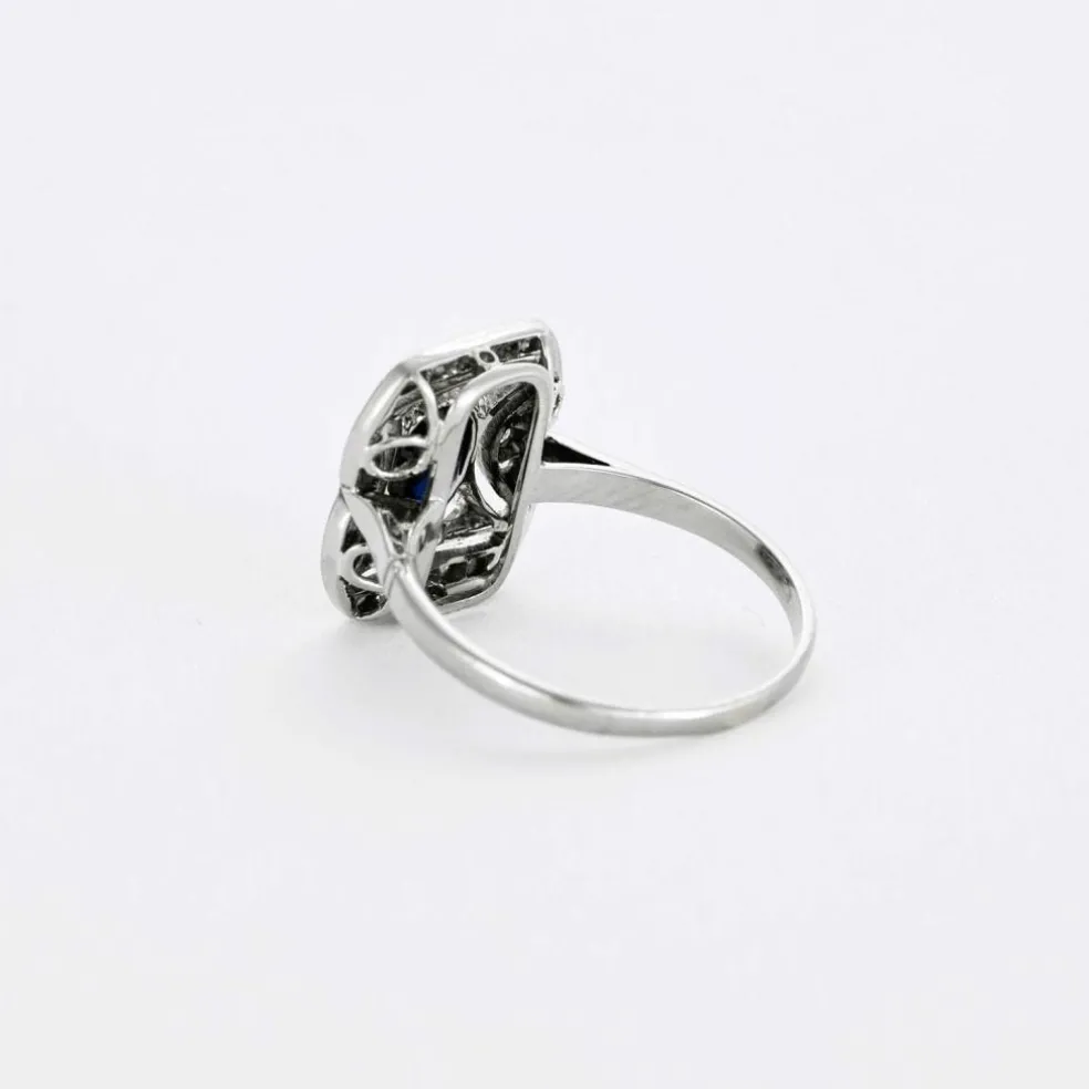 Bague Art Déco saphir diamants