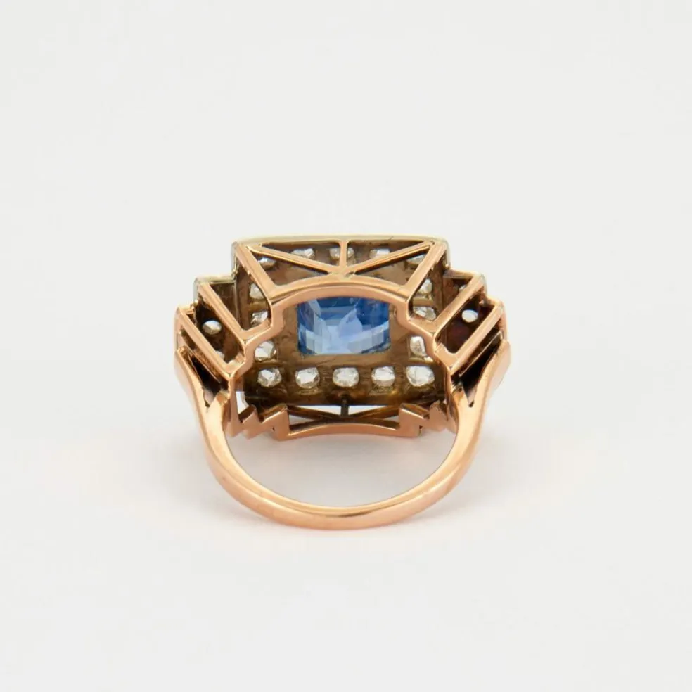 Bague Art Déco Saphir Diamants