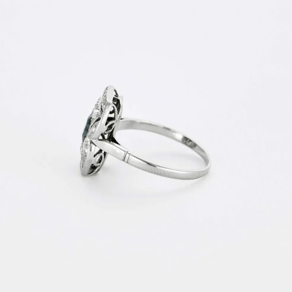 Bague Art Déco saphir diamants