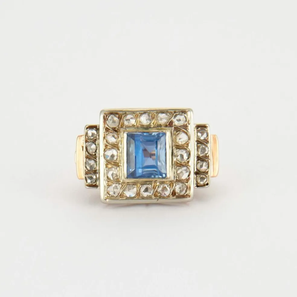 Bague Art Déco Saphir Diamants
