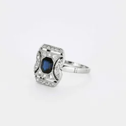Bague Art Déco saphir diamants