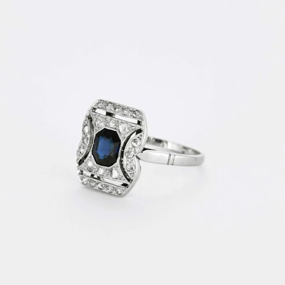 Bague Art Déco saphir diamants