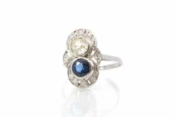 Bague Art Déco saphir et diamants