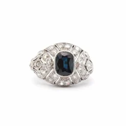 Bague art déco saphir et diamants