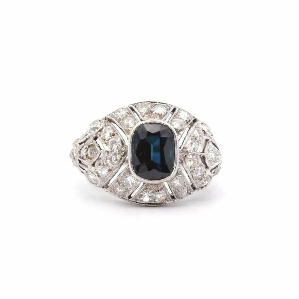 Bague art déco saphir et diamants