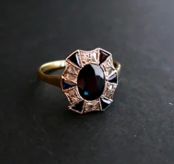 Bague Art Déco Saphir et Diamants