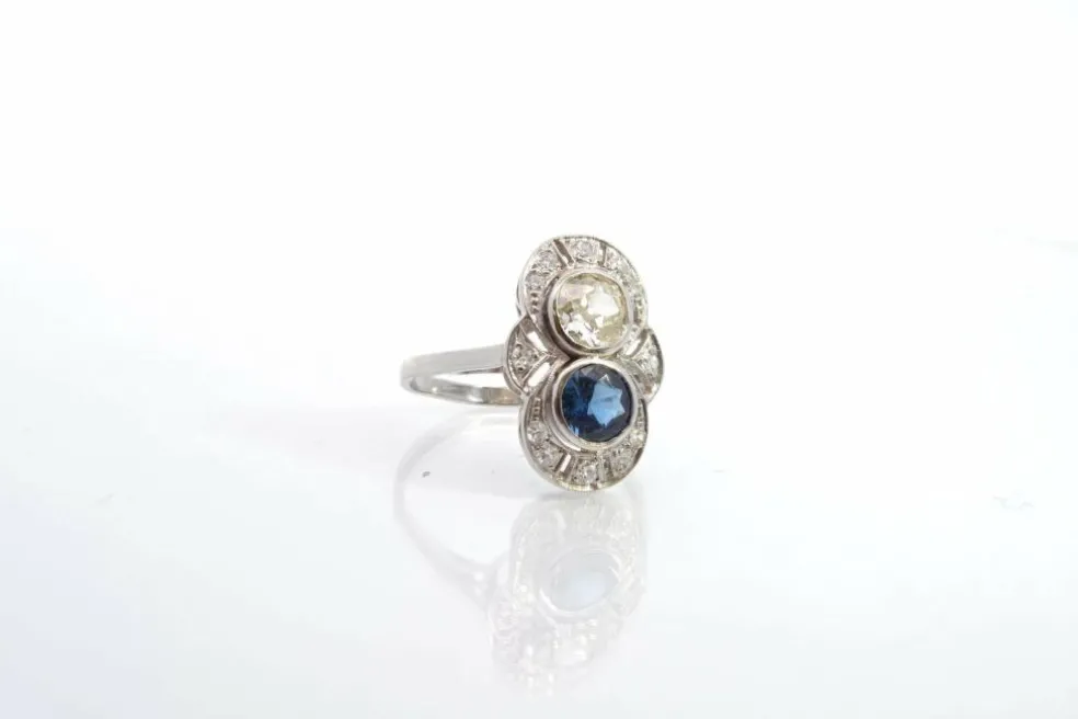 Bague Art Déco saphir et diamants