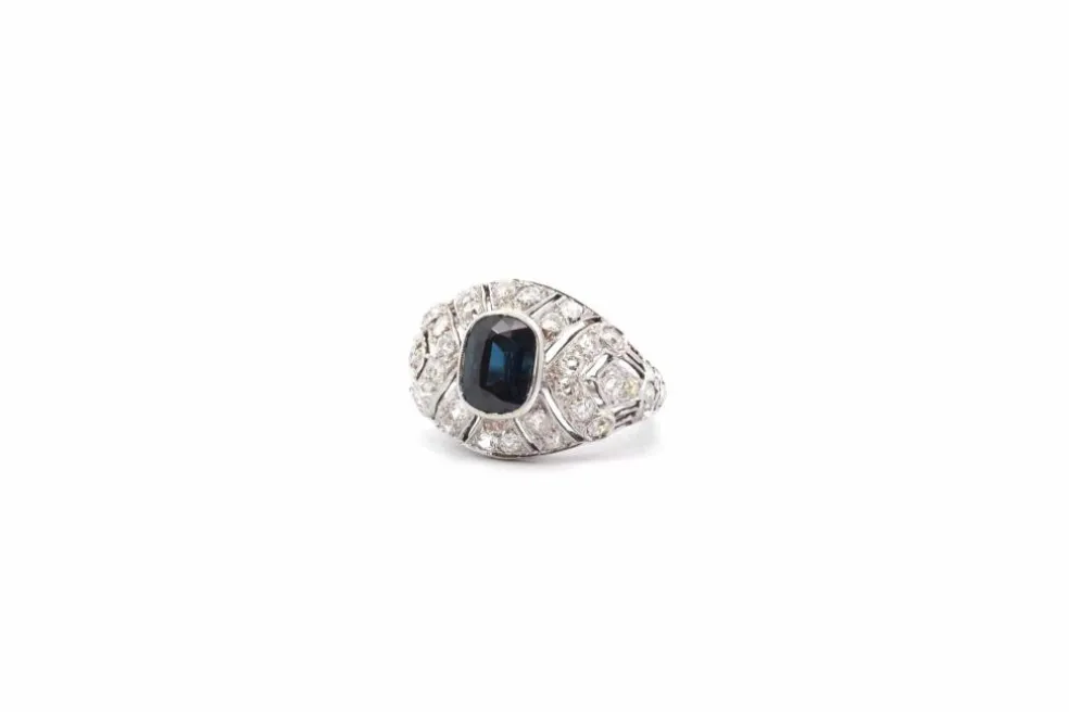 Bague art déco saphir et diamants
