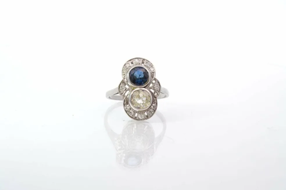 Bague Art Déco saphir et diamants