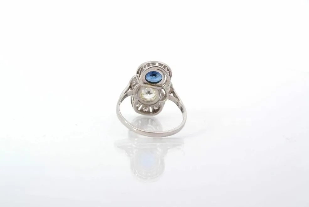 Bague Art Déco saphir et diamants